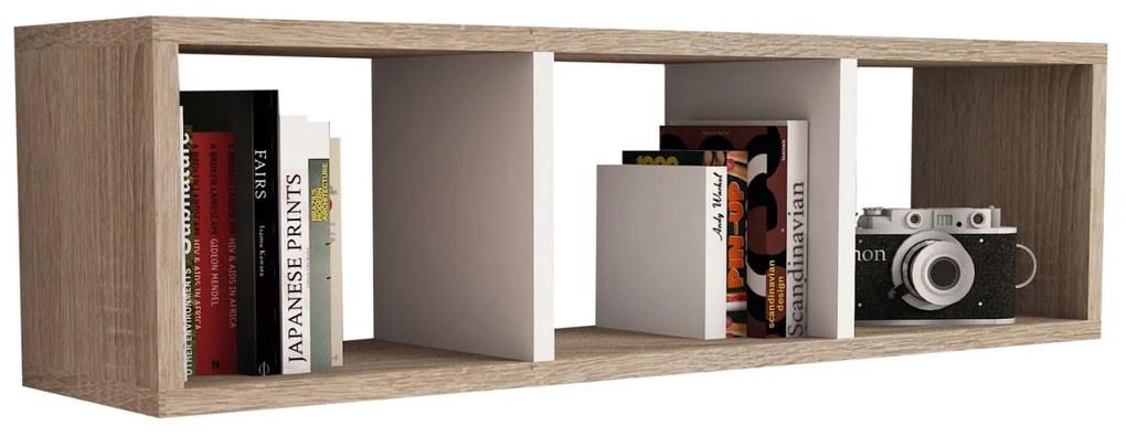 Ραφιέρα Τοίχου Μελαμίνης Sonama &amp; Λευκό 90x22x25,6Υ Εκ.