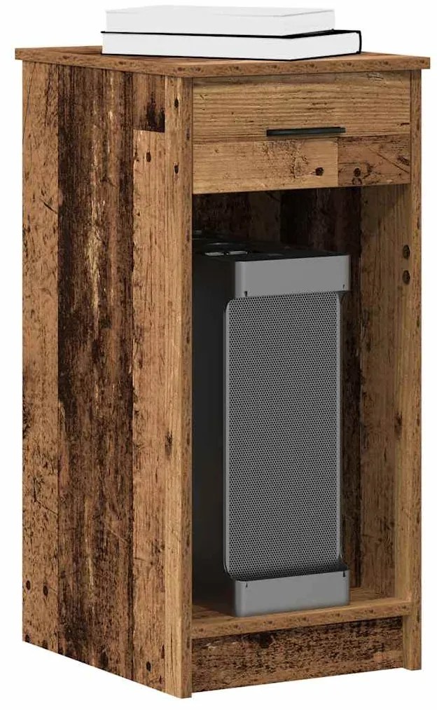 vidaXL Βάση πύργου υπολογιστή με συρτάρι Όψη Παλαιού Ξύλου 35x45x77εκ.