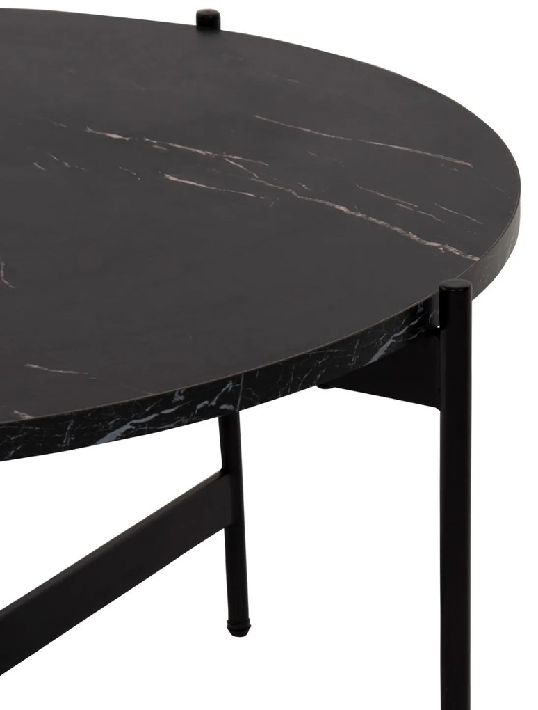 Τραπεζάκια σαλονιού RONDA Σετ 2 τεμ MDF Μαύρο Μάρμαρο Φ80εκ &amp; Φ50εκ. 80x80x45 εκ.