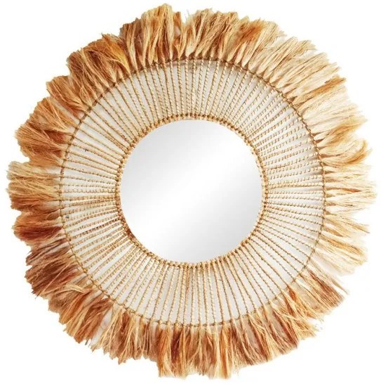 Καθρέπτης Namiere Inart abaca σε φυσικό Φ100x4εκ 339-000026-339-000026-Καφέ 339-000026
