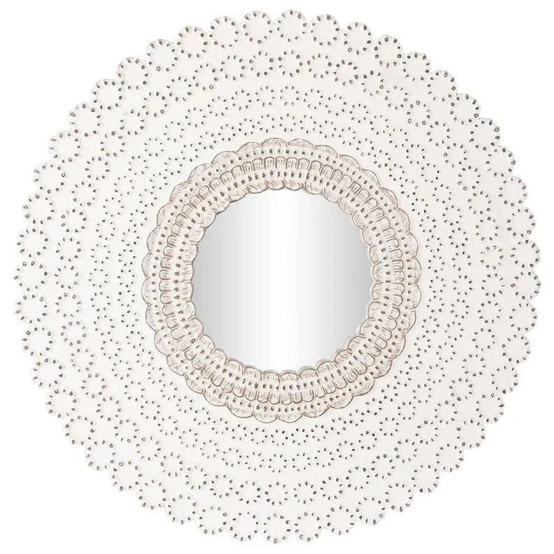 Τοίχο καθρέφτη DKD Home Decor Λευκό Φυσικό Ινδός Μαρινάτος 120 x 2,5 x 120 cm
