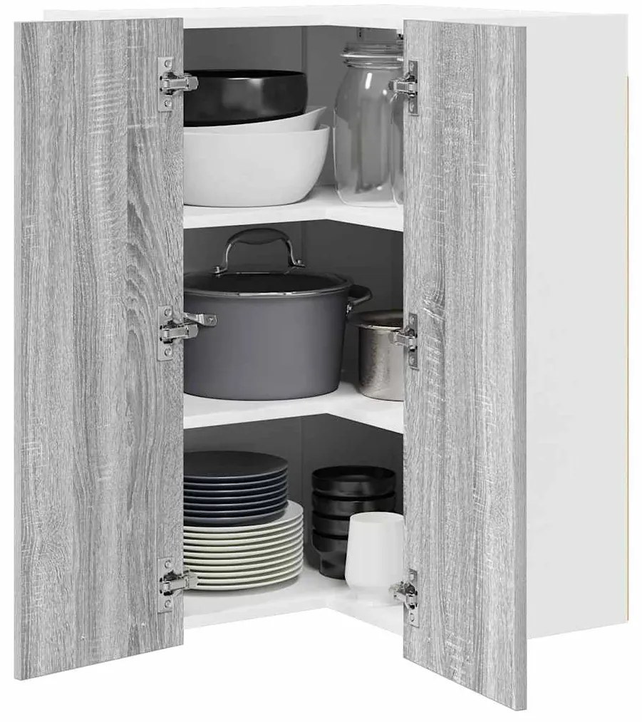 vidaXL Κρεμαστό ντουλάπι Γκρι Σομόνα και Λευκό 57 x 57 x 80 εκ.