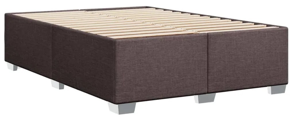 Κρεβάτι Boxspring με Στρώμα Σκούρο Καφέ 140x200 εκ Υφασμάτινο - Καφέ