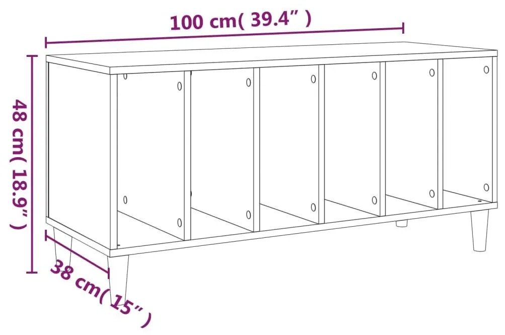 Έπιπλο Δίσκων Καπνιστή Δρυς 100x38x48 εκ από Επεξεργασμένο Ξύλο - Καφέ