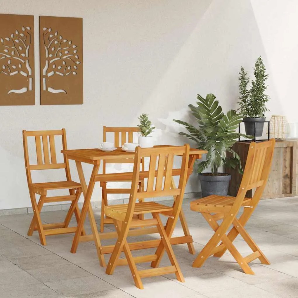 vidaXL Σετ Μπιστρό Κήπου 5 pcs Καφέ Μασίφ ξύλο ακακίας