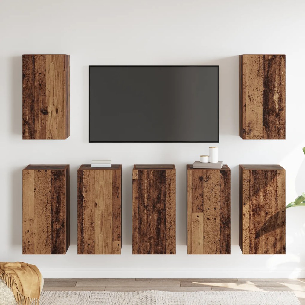 vidaXL Σετ επίπλου τηλεόρασης 7 pcs Παλαιό ξύλο 30.5 x 30 x 60 εκ.