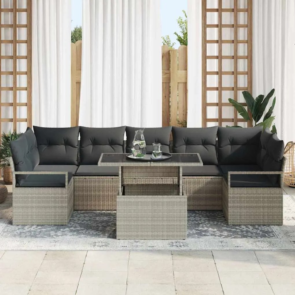 vidaXL Σετ Καναπέ Κήπου 8 pcs Ανοιχτό γκρι 100 x 55 x 73 εκ