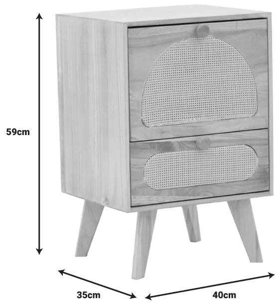 Κομοδίνο Finian ξύλο σε φυσική απόχρωση 40x35x59εκ 40x35x59 εκ.