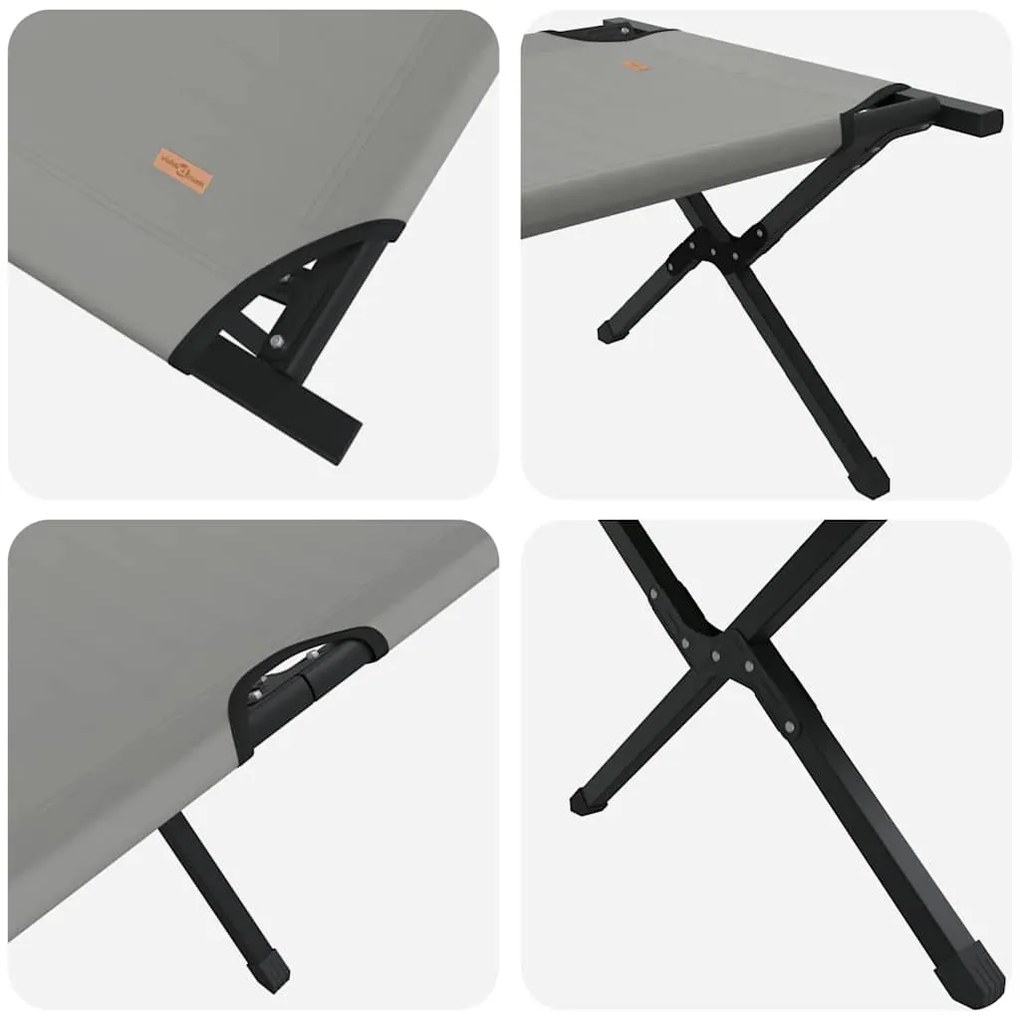 vidaXL Αναδιπλούμενο Κρεβάτι Κάμπινγκ Γκρι 193 x 69 x 45 εκ.