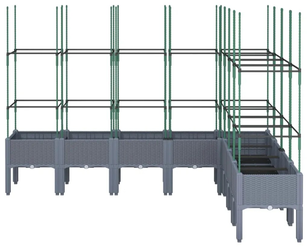 Ζαρντινιέρα Κήπου με Καφασωτό Γκρι 200x160x142,5 εκ. από PP - Γκρι