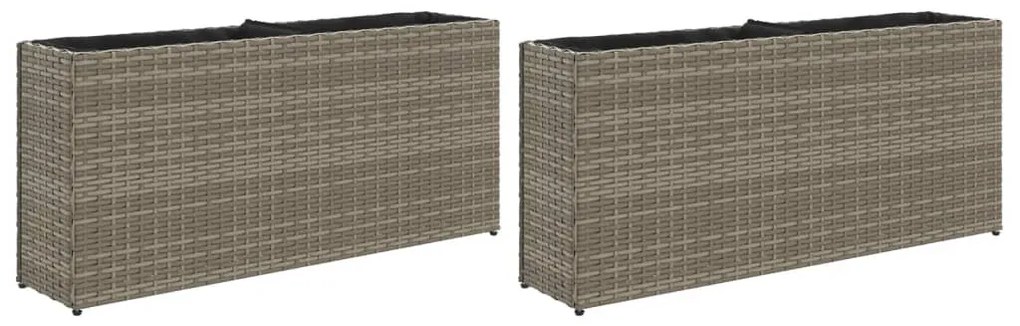 vidaXL Ζαρντινιέρες Κήπου 2 Γλάστρες 2 τεμ Γκρι 90x20x40εκ. Συνθ Ρατάν