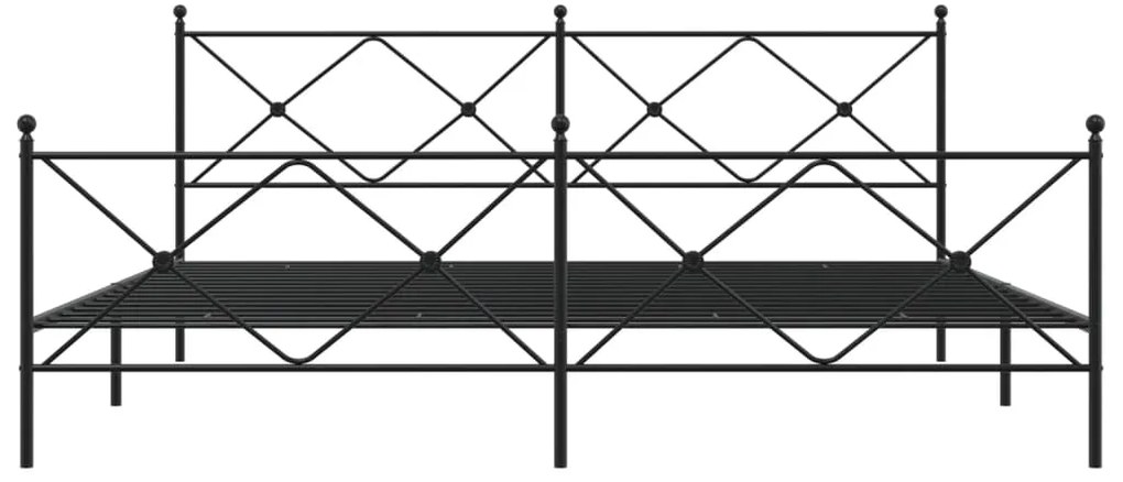 Πλαίσιο Κρεβατιού με Κεφαλάρι&amp;Ποδαρικό Μαύρο 193x20 εκ. Μέταλλο - Μαύρο