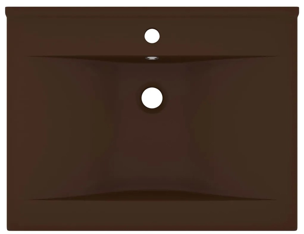 vidaXL Νιπτήρας με Οπή Βρύσης Σκούρο Καφέ Ματ 60 x 46 εκ. Κεραμικός