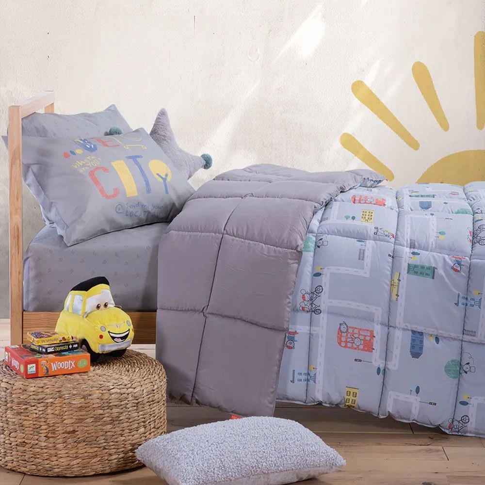 Πάπλωμα Παιδικό Velocity Grey Nef-Nef Homeware Μονό 160x220cm Πολυέστερ