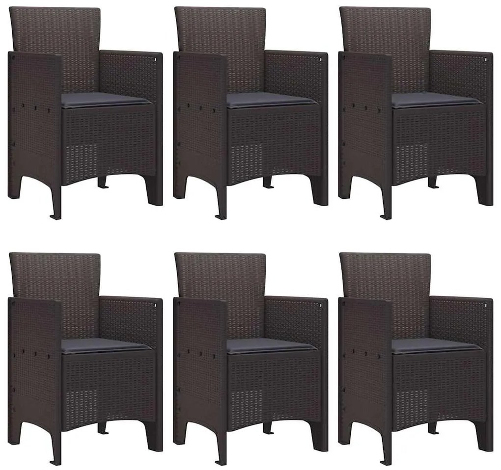 vidaXL Σέτ φαγητού για κήπο 7 pcs Καφέ Rattan Polt