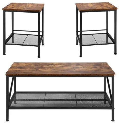 VEVOR 3 Pieces Living Room Table Sets 41.3 in Coffee Table with 2 End Tables