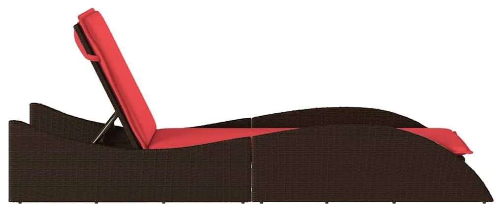 vidaXL Ξαπλώστρα με Μαξιλάρι Καφέ 60 x 205 x 73 εκ. από Συνθετικό Ρατάν