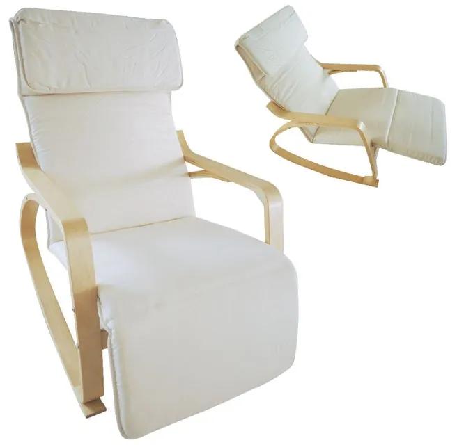 HAMILTON Super Relax Πολυθρόνα Σαλονιού - Καθιστικού, Σημύδα, Ύφασμα Άσπρο  67x105x90cm [-Φυσικό/Άσπρο-] [-Bent Wood-] Ε7157,1