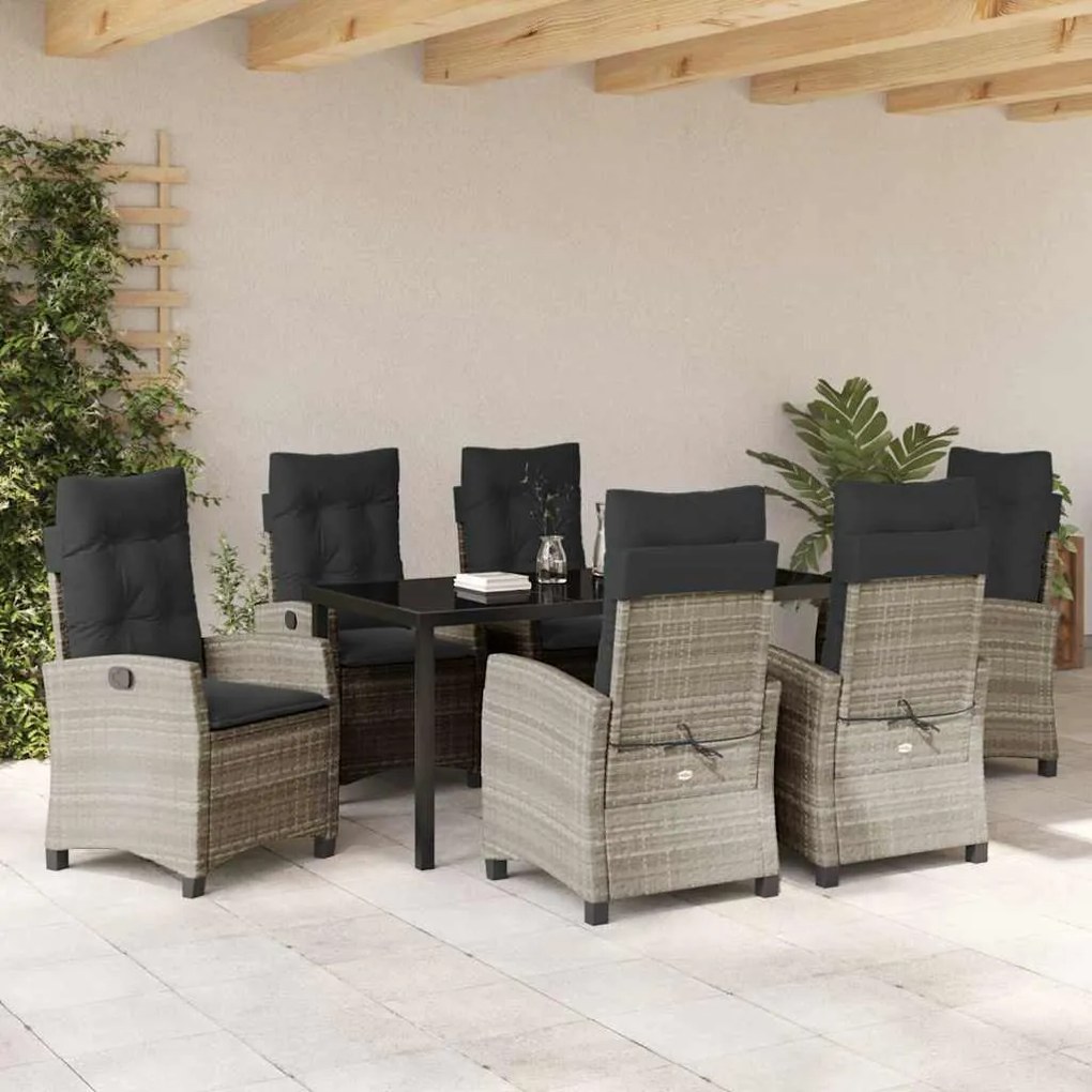 vidaXL Σέτ φαγητού για κήπο 7 pcs Ανοιχτό γκρι συνθετικό ρατάν