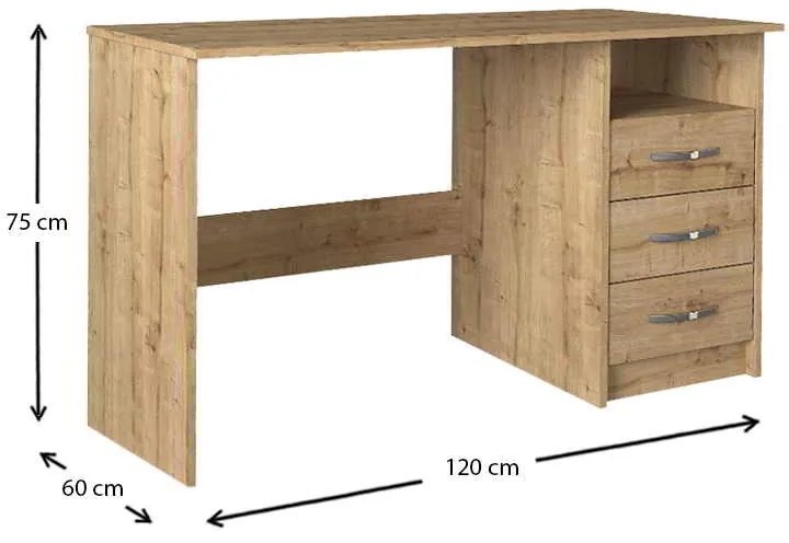 Γραφείο εργασίας Eldoris Megapap από μελαμίνη χρώμα sapphire oak 120x60x75εκ.