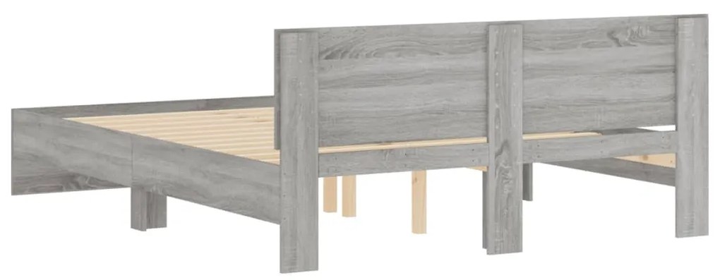 vidaXL Πλαίσιο Κρεβατιού με Κεφαλάρι Γκρι Sonoma 140x200 εκ.