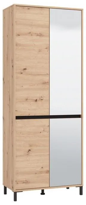 Παπουτσοθήκη - Ντουλάπα Flannan 2K4V 2OG Artisan Oak - Μαύρο Μάτ 80x40x205 εκ. 80x40x205 εκ.