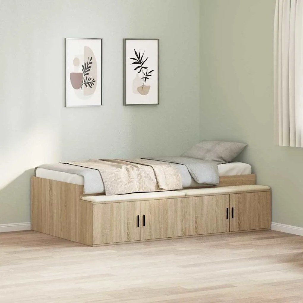 vidaXL Κρεβάτι με αποθηκευτικό χώρο Sonoma Δρυς 100 x 200 cm
