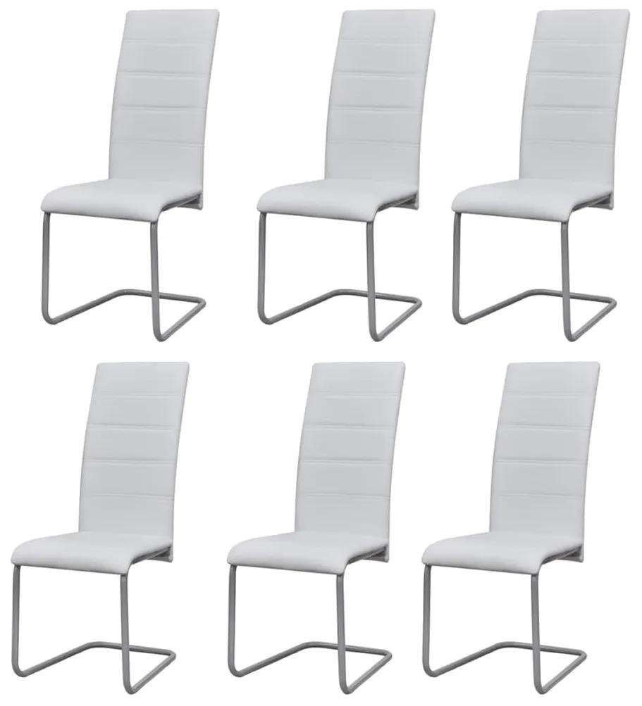 vidaXL Καρέκλες Τραπεζαρίας «Πρόβολος» 6 τεμ. Λευκές Συνθετικό Δέρμα
