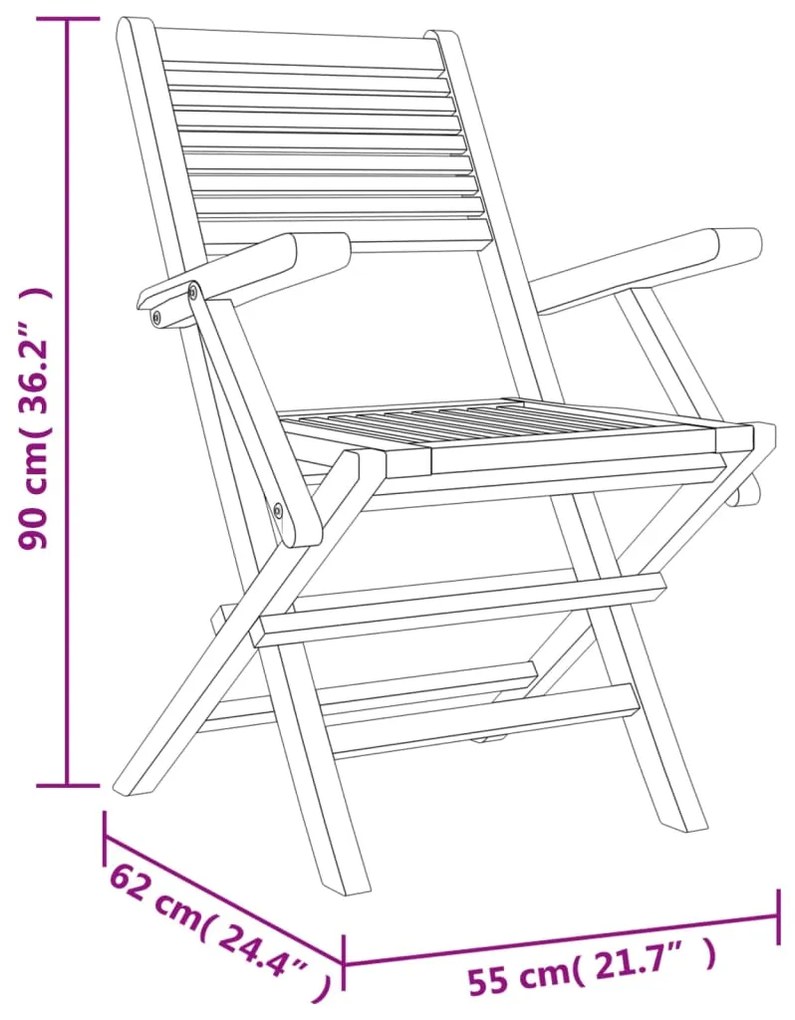 vidaXL Καρέκλες Κήπου Πτυσσόμενες 6 τεμ. 55x62x90 εκ. Μασίφ Ξύλο Teak