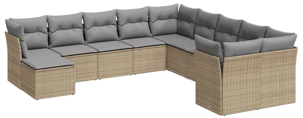 vidaXL Σαλόνι Κήπου Σετ 11 τεμ. Μπεζ Συνθετικό Ρατάν με Μαξιλάρια