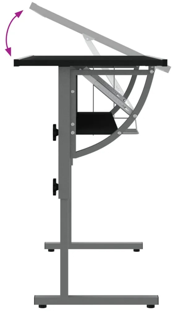 vidaXL Γραφείο Χειροτ. Μαύρο/Γκρι 110x53x(58-87) εκ. Επ. Ξύλο&amp;Ατσάλι
