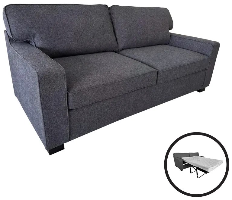 Καναπές-κρεβάτι διθέσιος με αναδιπλούμενο στρώμα Polaris pakoworld ανθρακί ύφασμα 181x91x83εκ
