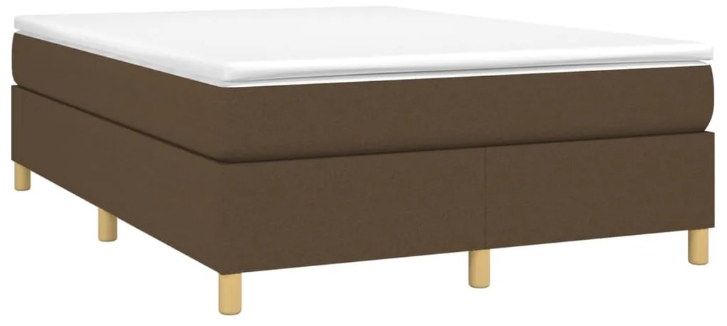 Κρεβάτι Boxspring με Στρώμα Σκούρο Καφέ 140x190 εκ. Υφασμάτινο - Καφέ