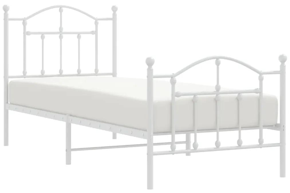 vidaXL Πλαίσιο Κρεβατιού με Κεφαλάρι/Ποδαρικό Λευκό 90x190 εκ. Μέταλλο