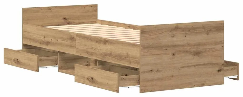 vidaXL Σκελετός Κρεβατιού artisan δρυς 75 x 190 cm Επεξεργασμένο ξύλο