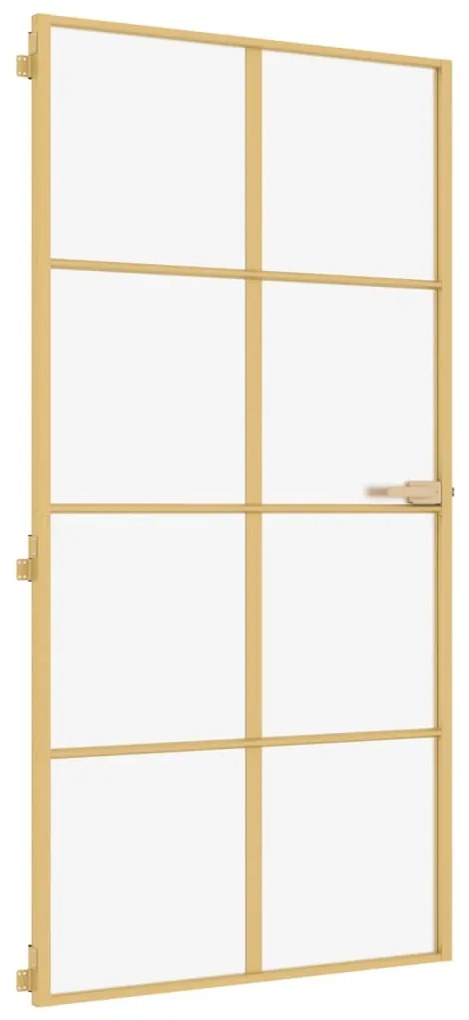 vidaXL Εσωτερική Πόρτα Χρυσή 102,5x201,5 εκ. Ψημένο Γυαλί & Αλουμίνιο