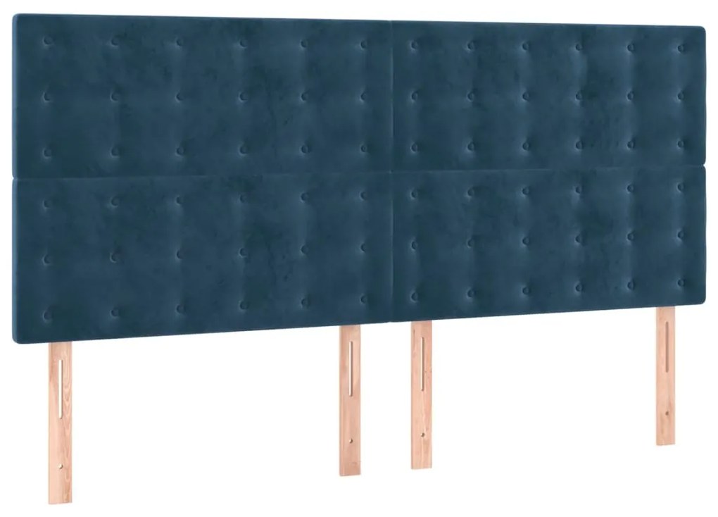 vidaXL Κρεβάτι Boxspring με Στρώμα Σκούρο Μπλε 200x200 εκ. Βελούδινο
