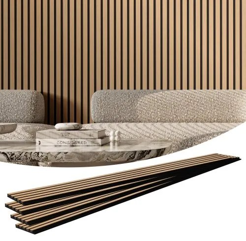VEVOR Wood Slat Acoustic Panels 7.9 x 94.5 inch for Modern Wall Decor Light Oak