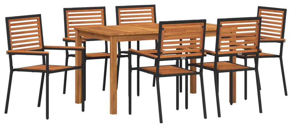 vidaXL Σετ Τραπεζαρίας Κήπου 7 pcs Μαύρο 140 x 80 x 74 cm