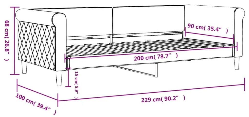 ΚΑΝΑΠΕΣ ΚΡΕΒΑΤΙ ΣΚΟΥΡΟ ΓΚΡΙ 90 X 200 ΕΚ. ΒΕΛΟΥΔΙΝΟΣ 354245