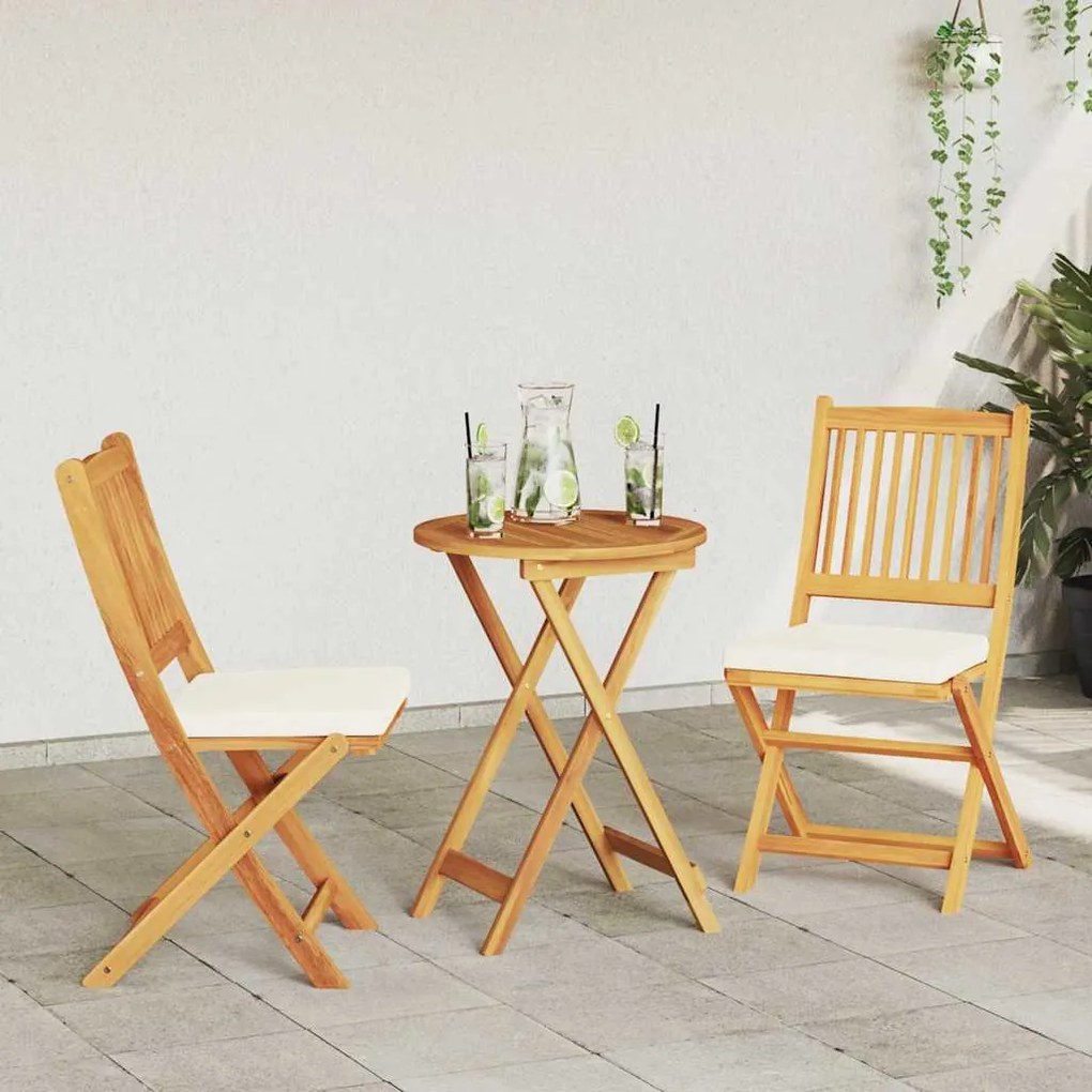 vidaXL Πτυσσόμενη Καρέκλα με μαξιλάρι 2 pcs Λευκό 49 x 57.5 x 92εκ