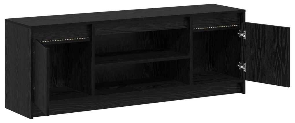vidaXL Κεφαλάρι TV με LED σε Μαύρη Δρυς, 139,5x34x50 εκ., Φτιαγμένο από επεξεργασμένο ξύλο
