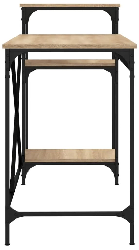vidaXL Γραφείο με Ράφια Sonoma Δρυς 135x50x90 εκ. Επεξ. Ξύλο/Σίδηρος