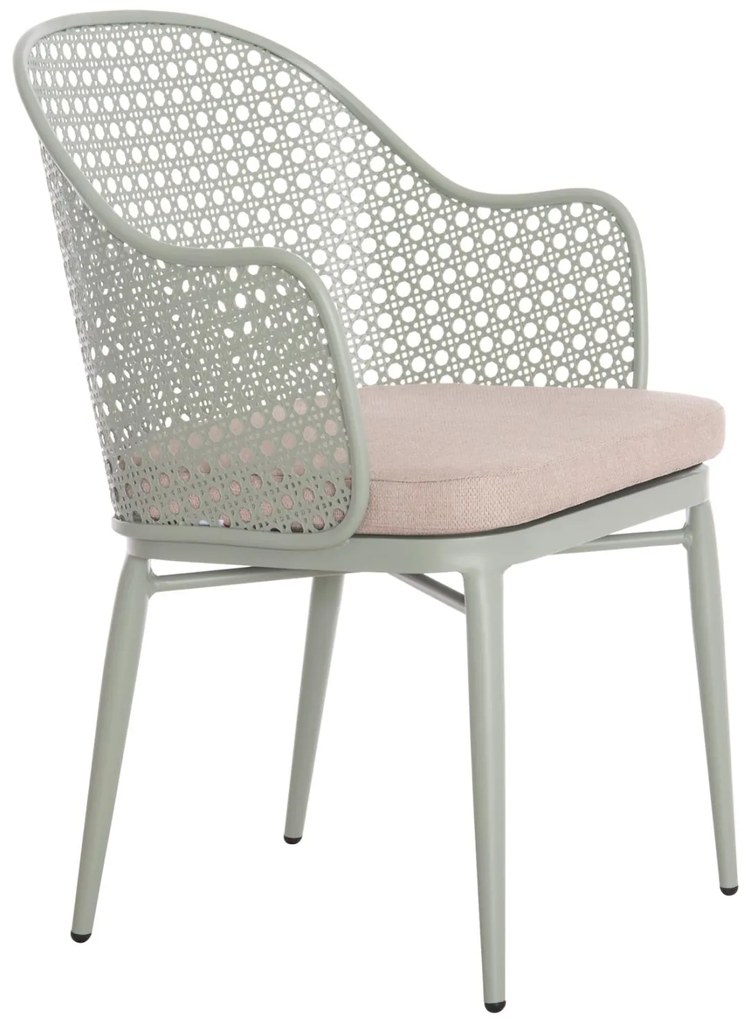 Καρέκλα - Πολυθρόνα OREGO C6268.06 Αλουμινίου Φυστικί με Μαξιλάρι Γκρί 56x59x81Υ εκ. 56x59x81 εκ.