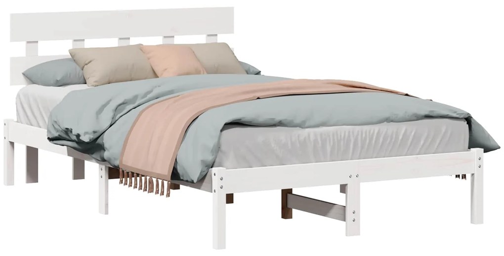Σκελετός Κρεβατιού Λευκό 120 x 200 cm Μασίφ ξύλο πεύκου
