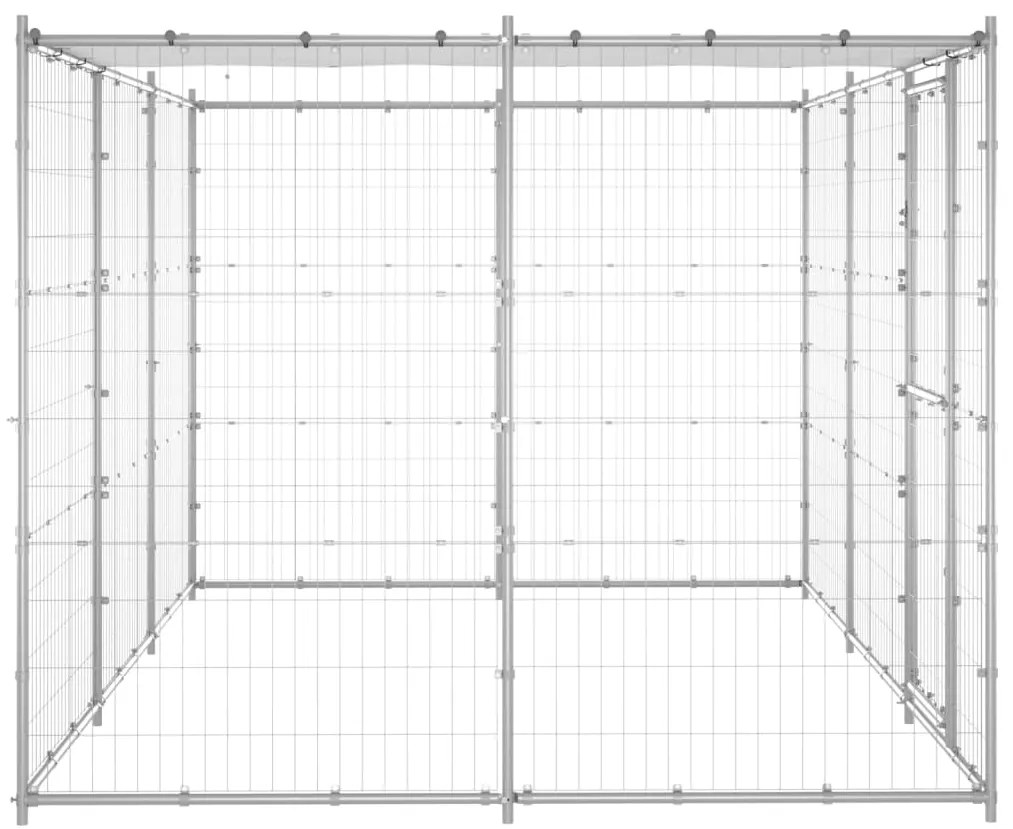 vidaXL Κλουβί Σκύλου Εξωτερικού Χώρου Στέγαστρο 7,26 μ² Γαλβ. Χάλυβας