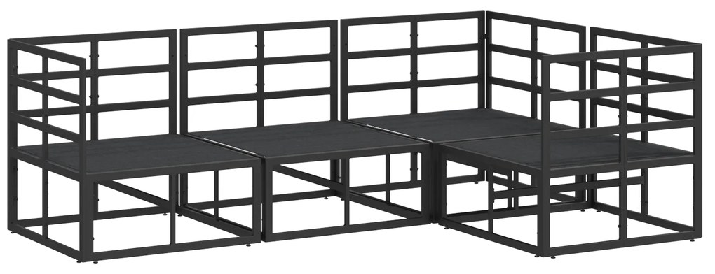 vidaXL Σετ Καναπέ Κήπου 4 pcs Μαύρο 213 x 143 x 71 εκ. Αλουμίνιο