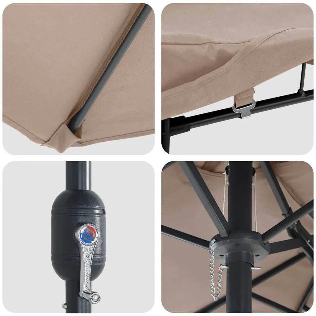 vidaXL Ομπρέλα Κήπου Taupe 385 x 209 x 244 εκατοστά ύφασμα