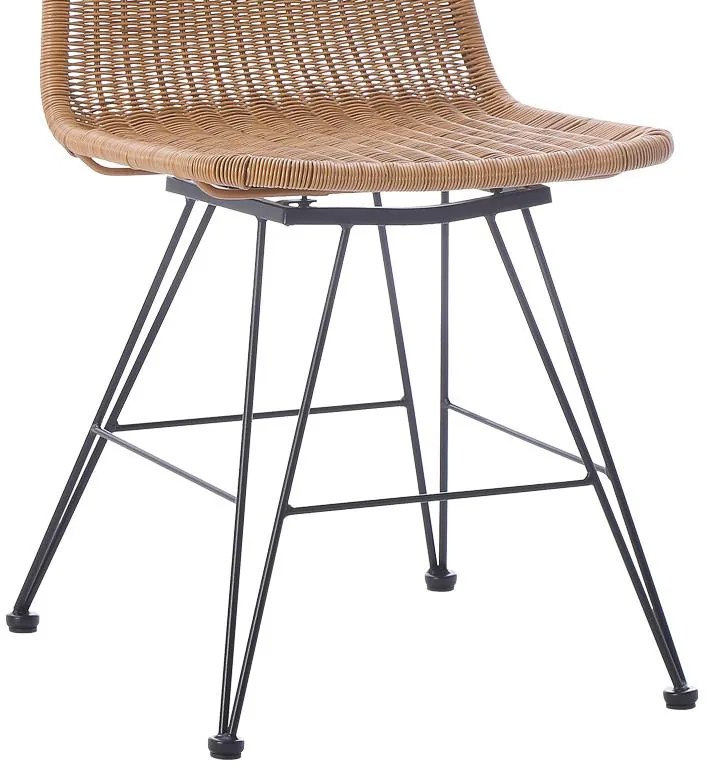 Καρέκλα Pamela pe rattan φυσικό - μαύρα μεταλλικά πόδια 44x58x82 εκ. 44x58x82 εκ.
