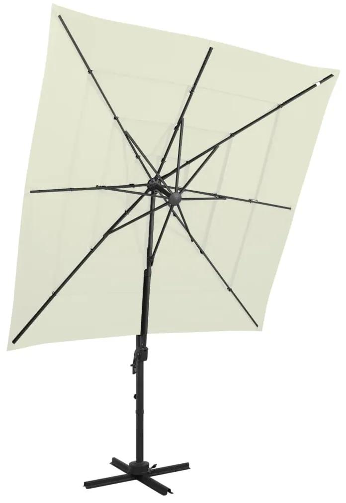 Ομπρέλα 4 Επιπέδων Χρώμα Άμμου 250 x 250 εκ. με Ιστό Αλουμινίου
